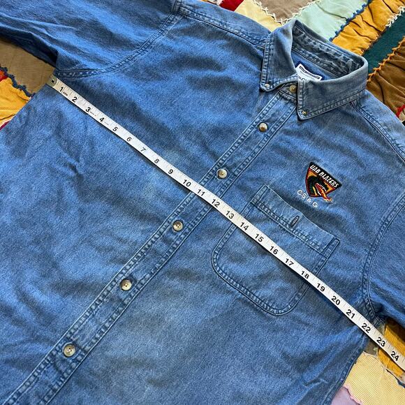 Vintage Crystal Springs UAB Blazer Medium Washed Denim Button Up Large - Picture 5 of 6